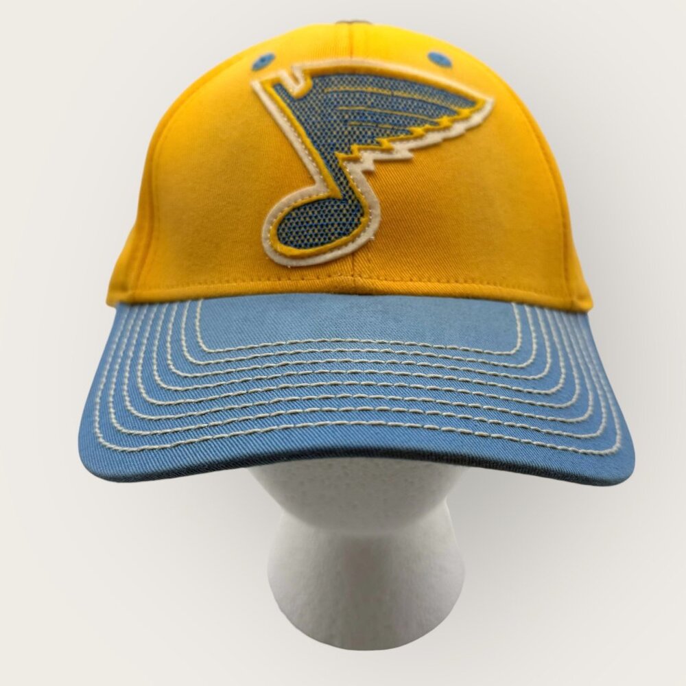 CCM St. Louis Blues Blue Yellow Hockey Cap Hat Embroidered Logo Size L-XL